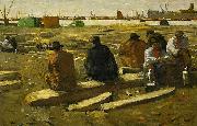 George Hendrik Breitner Lunch Break at the Building Site in the Van Diemenstraat in Amsterdam oil painting artist